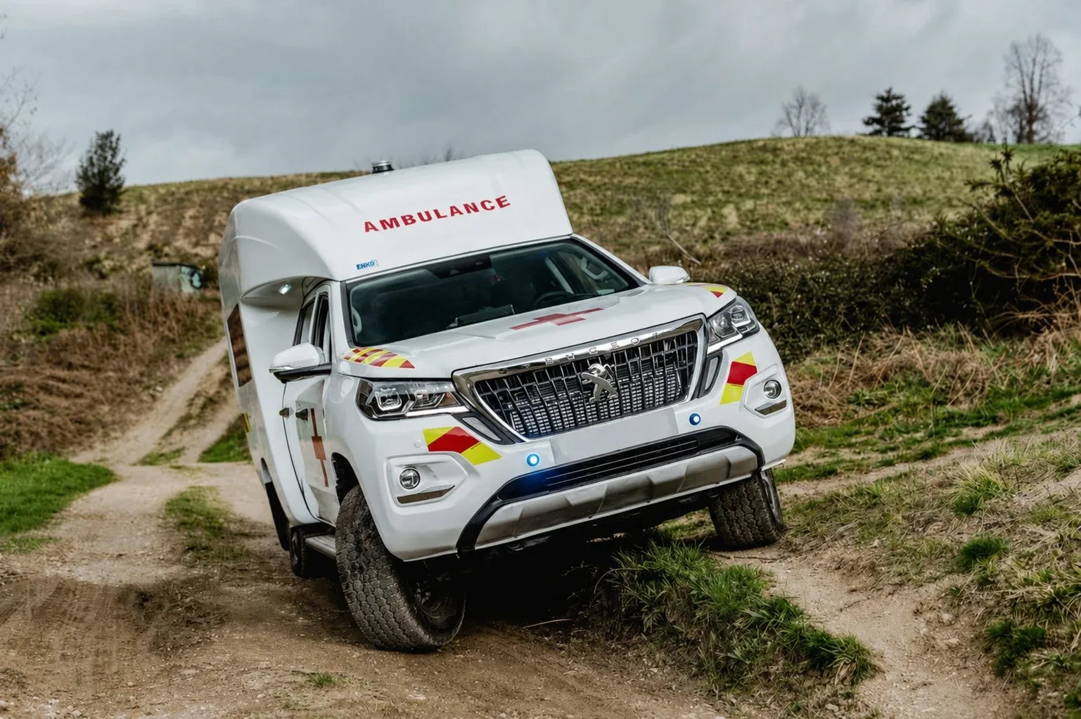 Peugeot ambulance driving off-road