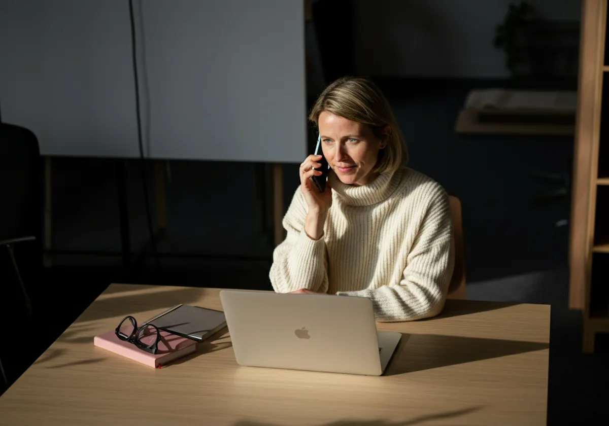 Fleet advisor taking a call at her desk