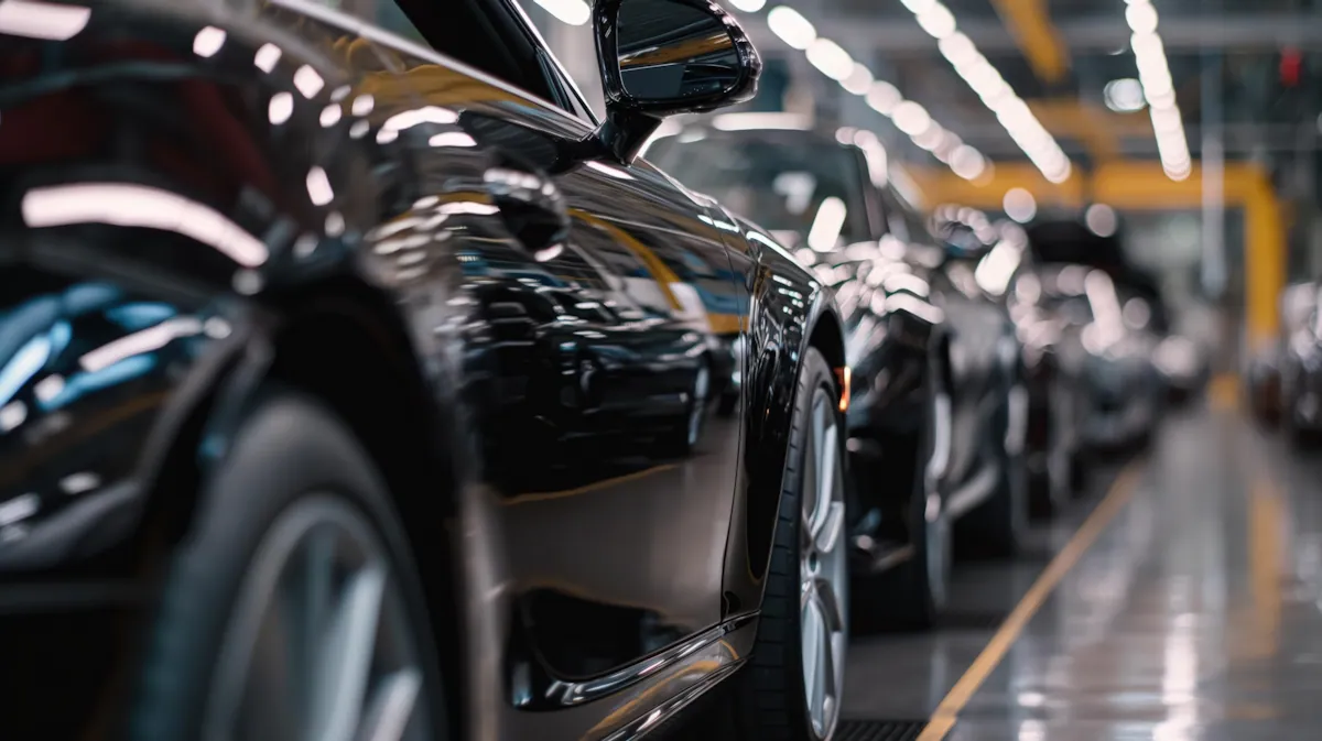 Close-up of a black luxury vehicle