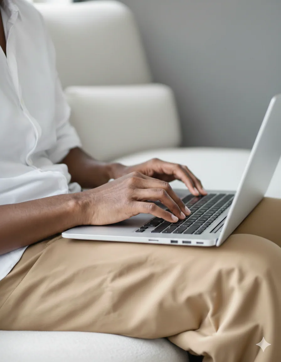 Person typing on a laptop