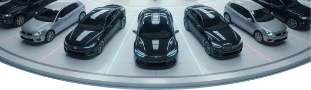 Row of vehicles